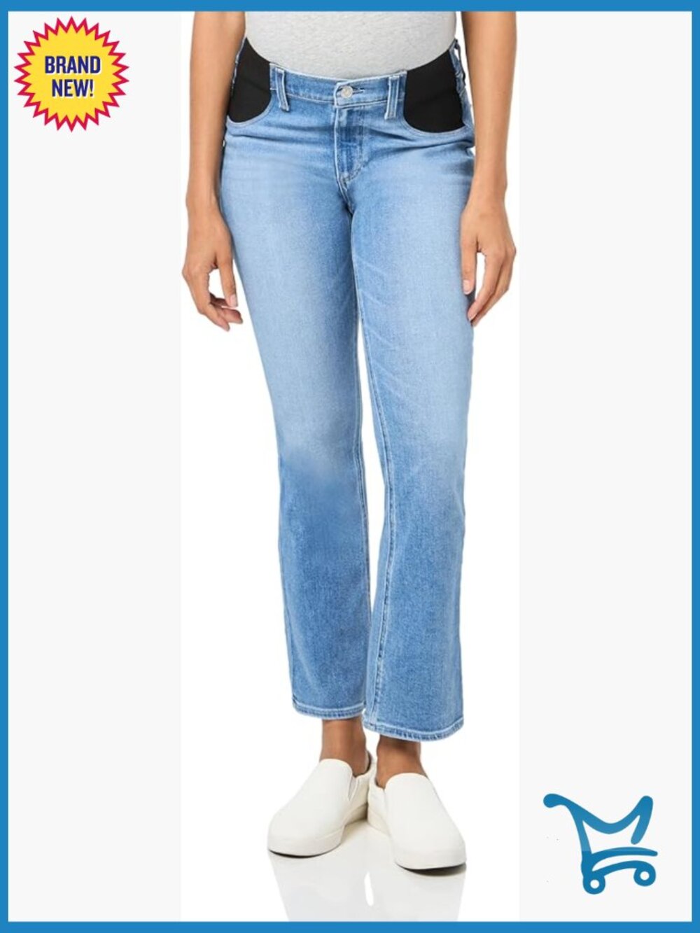 High-Rise Flare Maternity Jeans with Raw Hem, Cotton Blend
